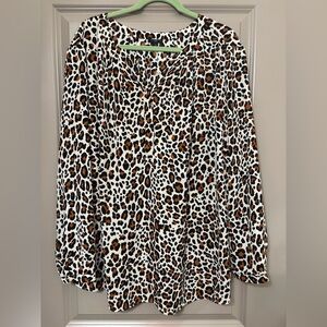 Talbots Leopard Print Long Sleeve Blouse